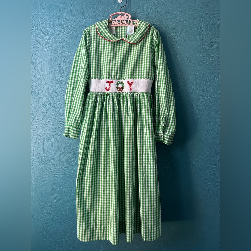Southern Sunshine Smocked Christmas Dress Gingham size 8